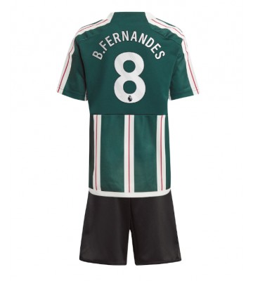 Manchester United Bruno Fernandes #8 Koszulka Wyjazdowych Dziecięca 2023-24 Krótki Rękaw (+ Krótkie spodenki)